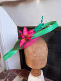 Bibi coloré vert émeraude et fuchsia