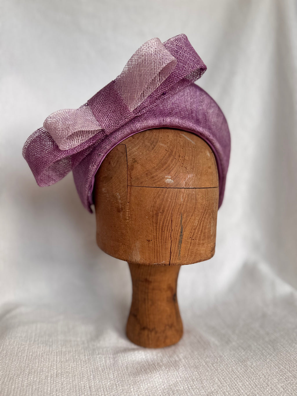 Serre-tête mariage - Noeuds en fibres naturelles - Mauve
