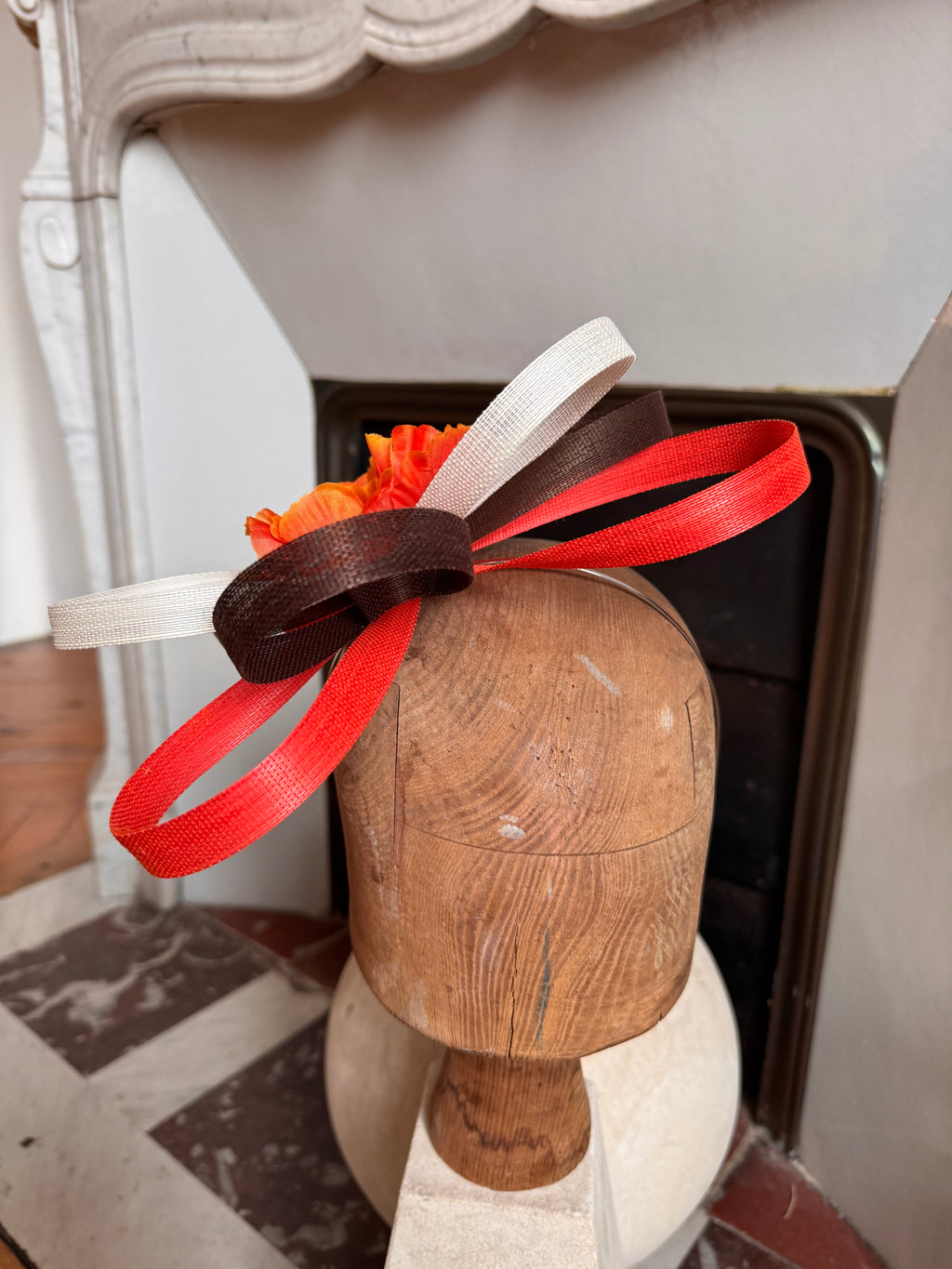 Bibi orange marron et écru