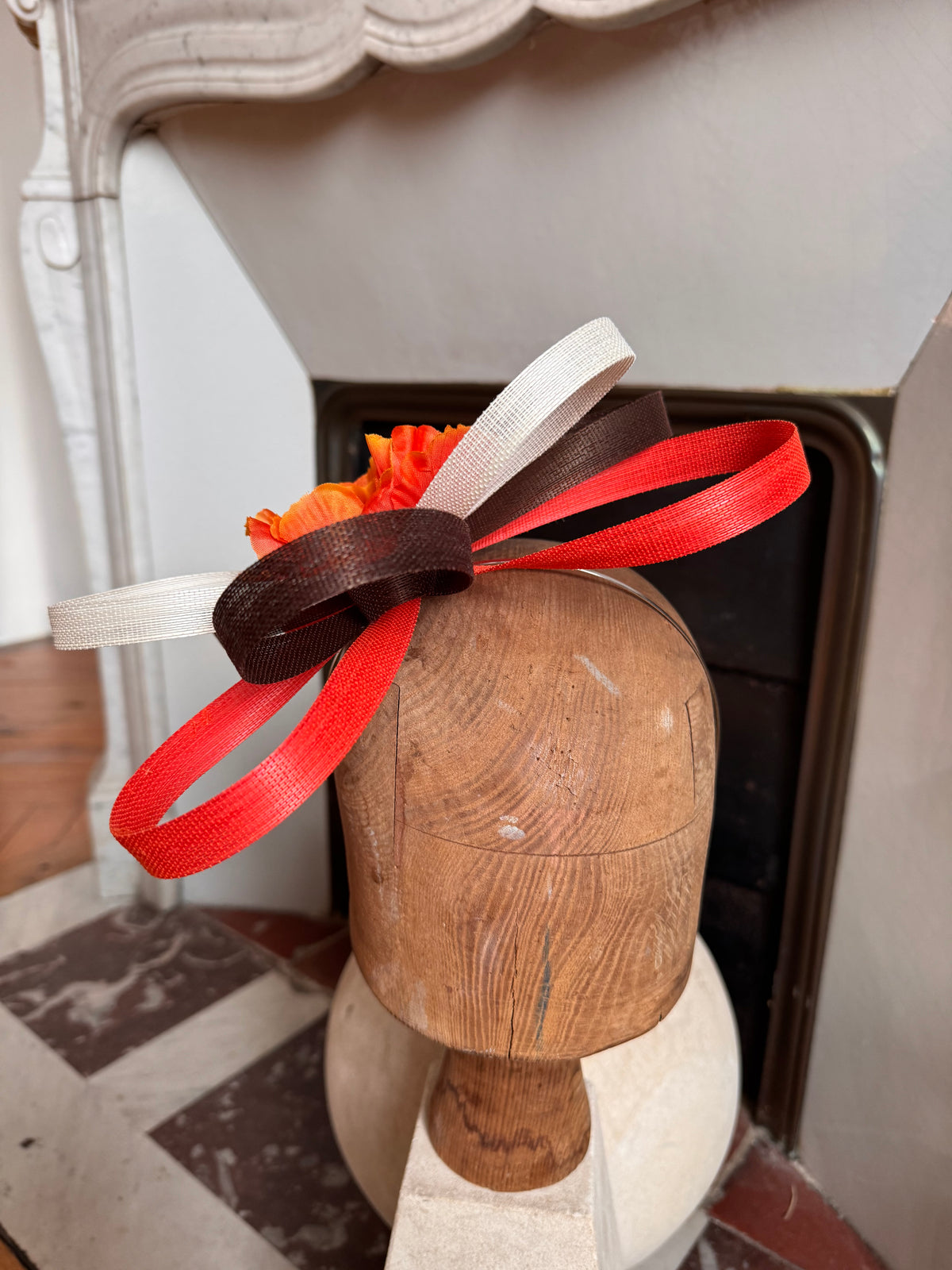 Bibi orange marron et écru