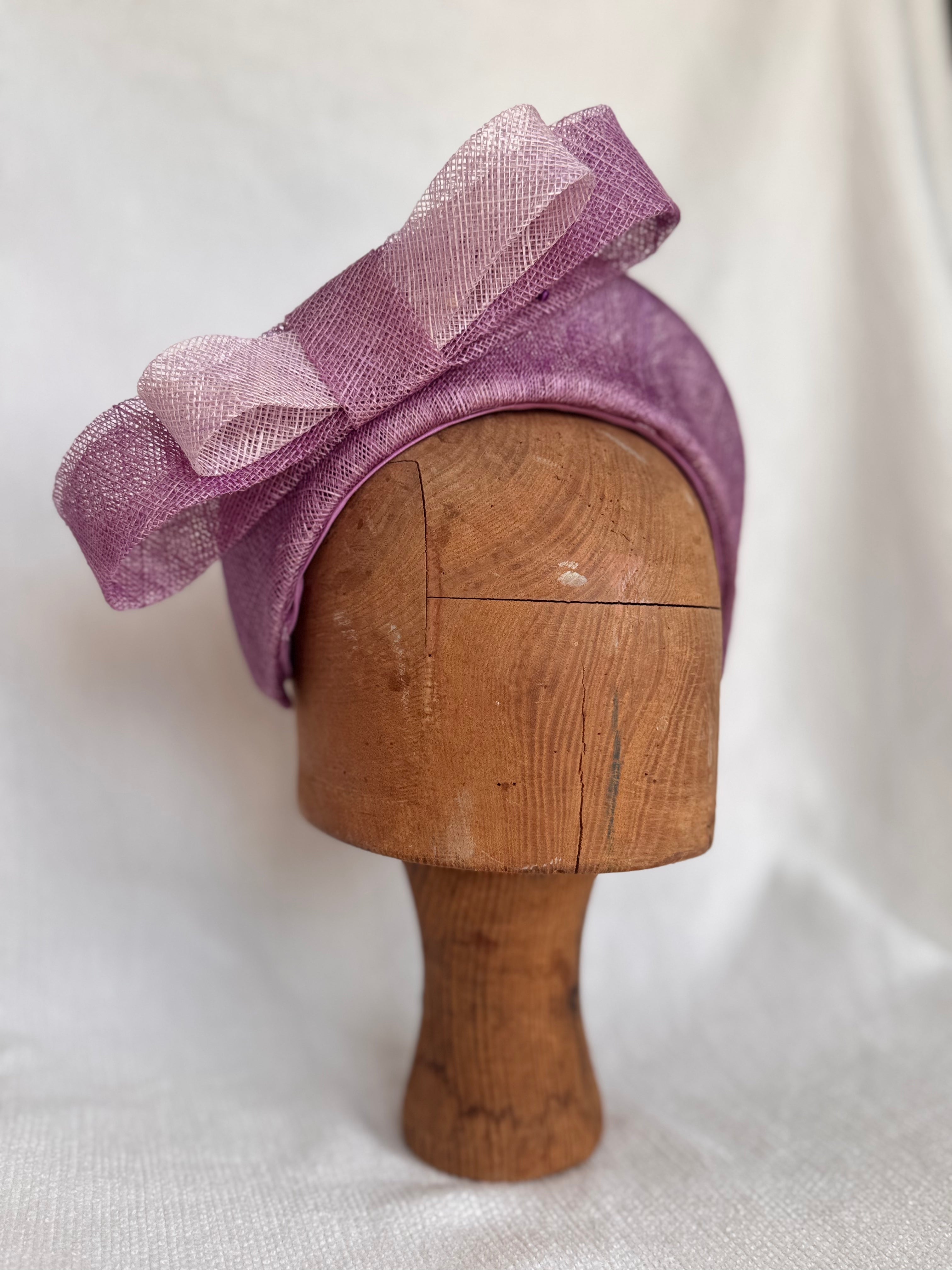 Serre-tête mariage - Noeuds en fibres naturelles - Mauve