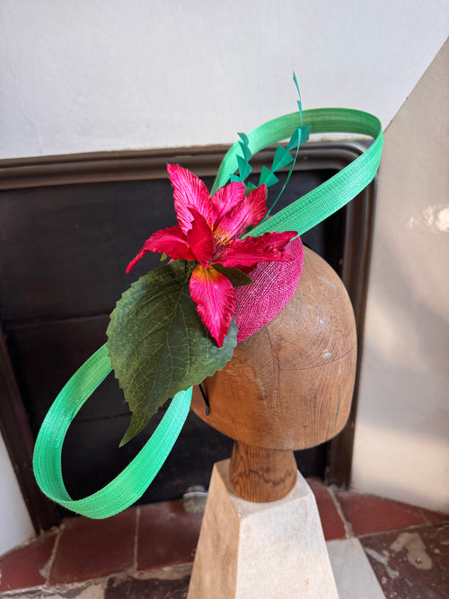 Bibi coloré vert émeraude et fuchsia