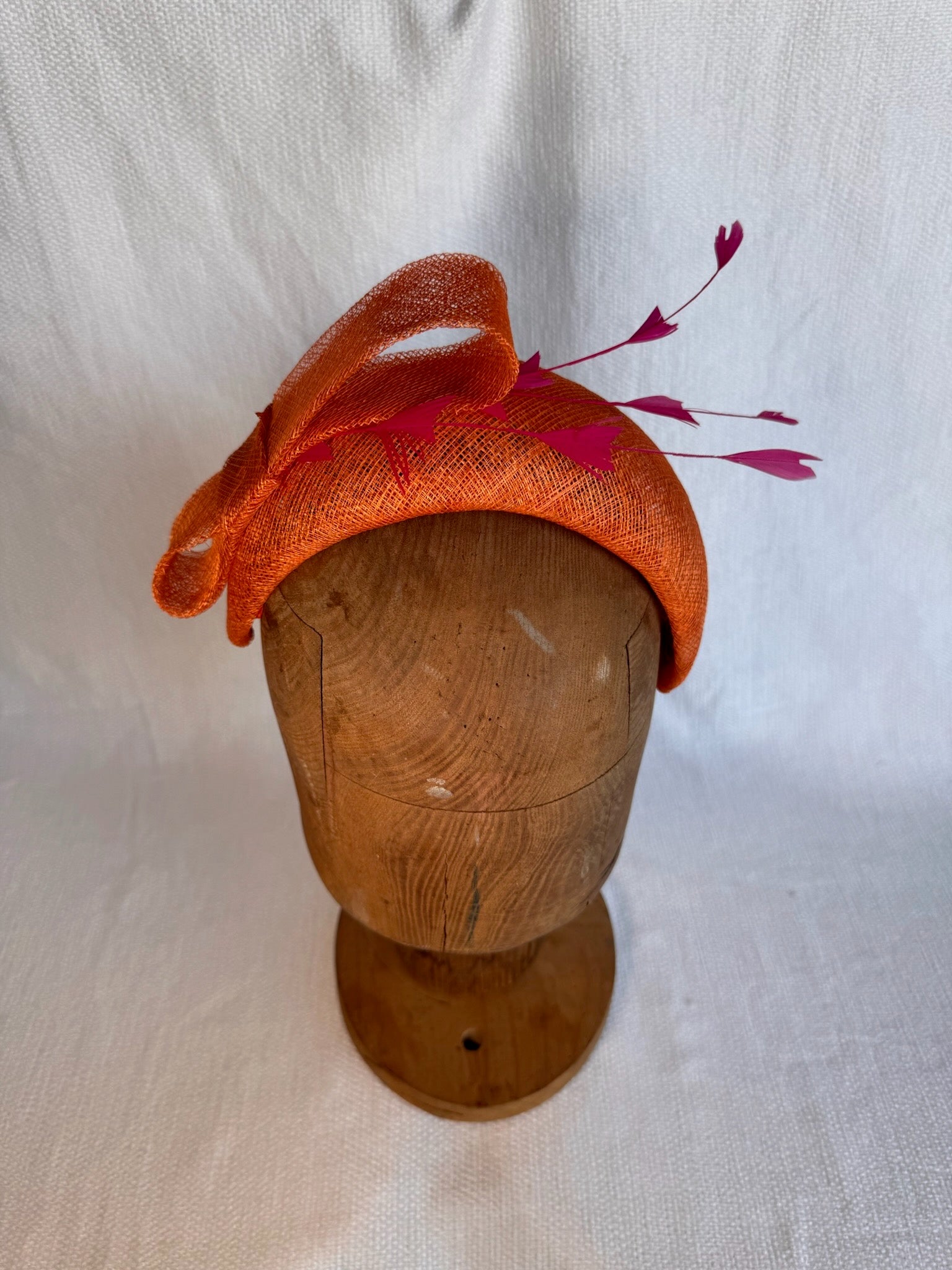 Serre-tête - Ruban et plumes - Orange Violet