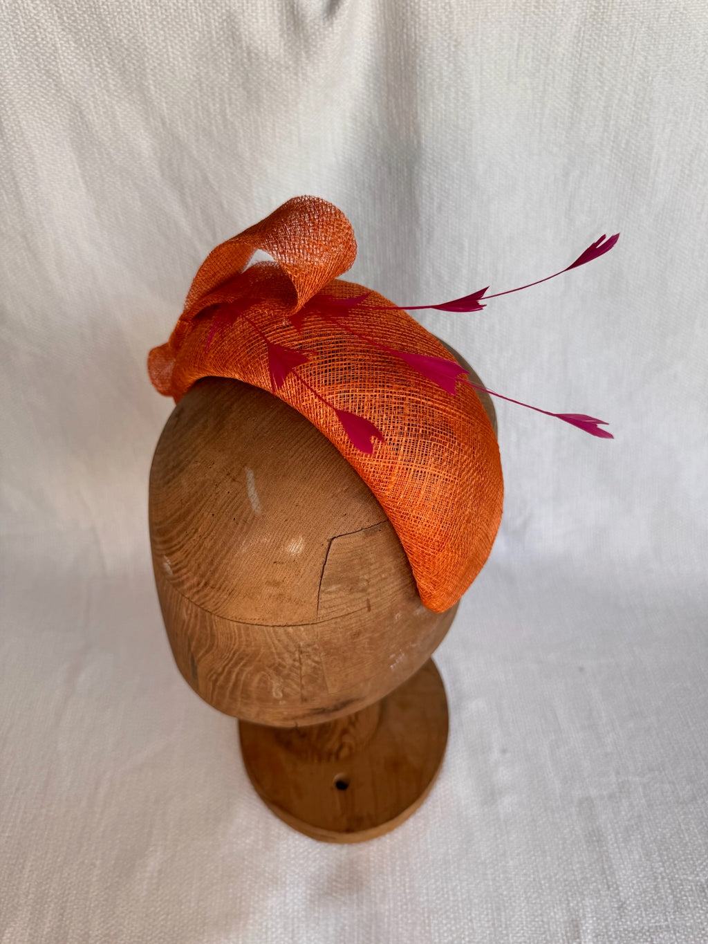 Serre-tête - Ruban et plumes - Orange Violet
