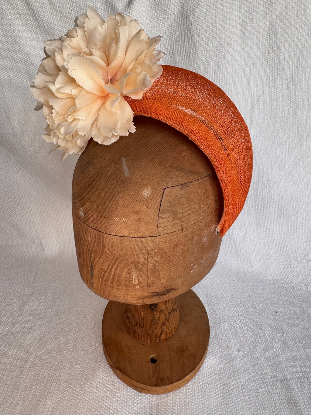 Serre-tête mariage - Fleurs - Orange et beige