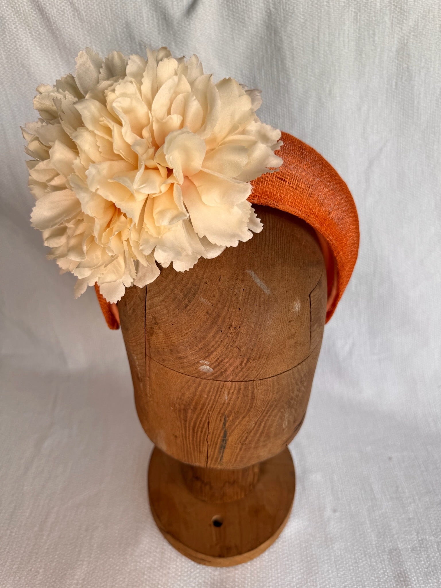 Serre-tête mariage - Fleurs - Orange et beige