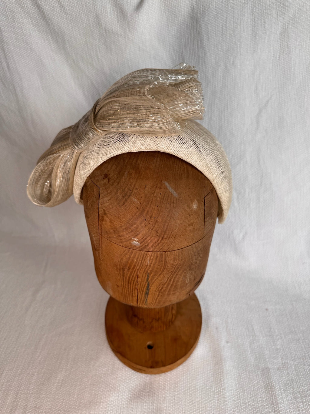 Serre-tête mariage - Avec noeud en abaca de soie avec lurex beige