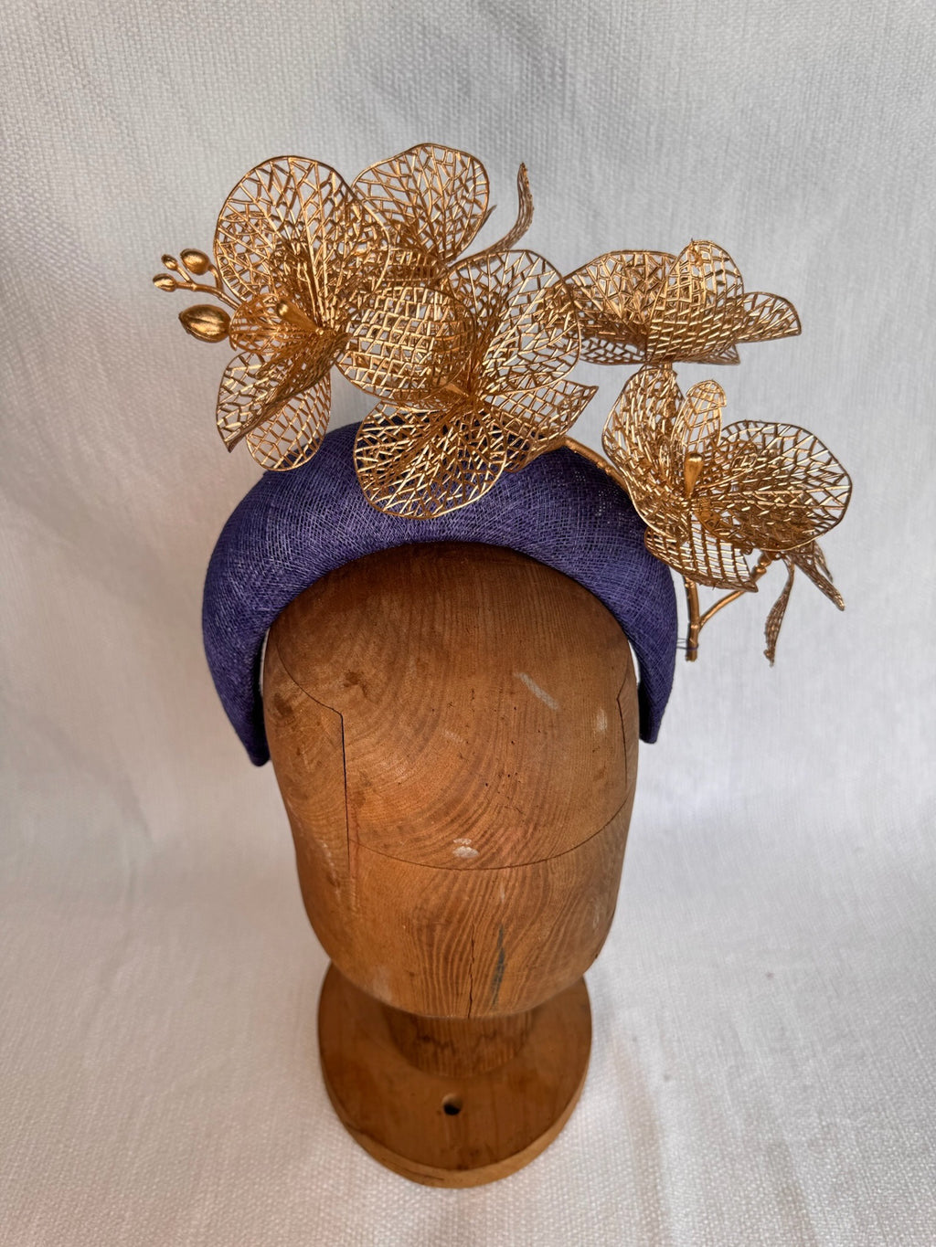 Serre-tête mariage - Orchidées dorées - violet