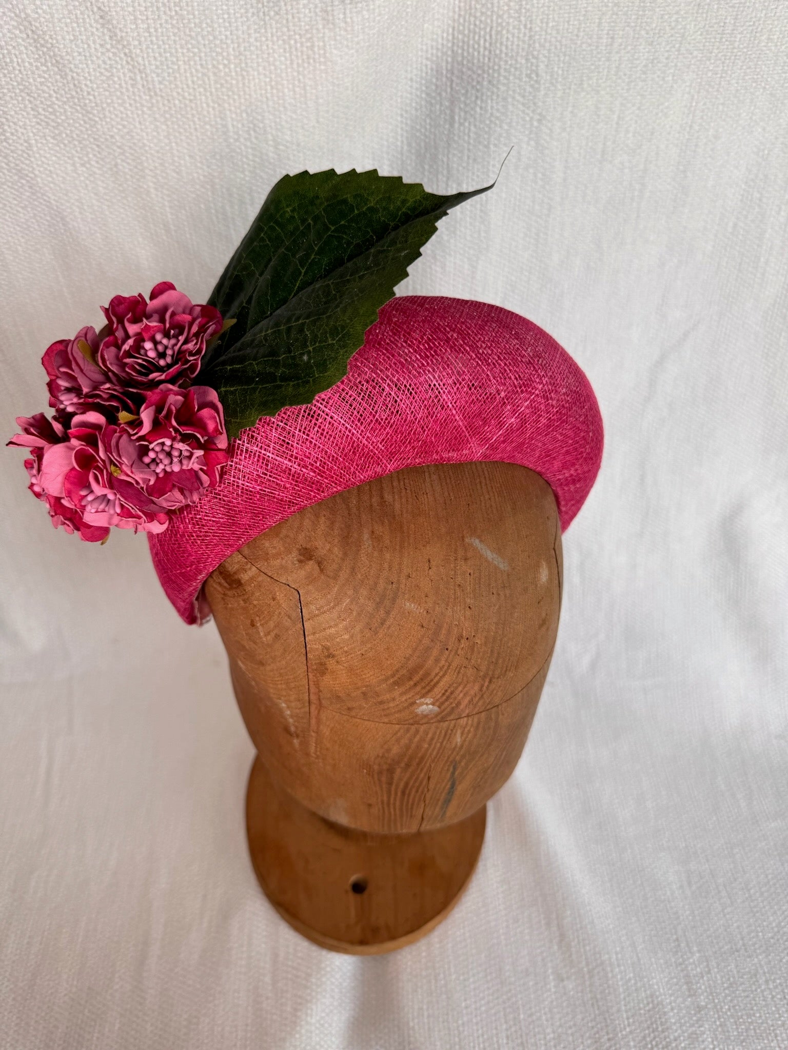 Serre-tête mariage - Fleurs et feuille - Fuchsia