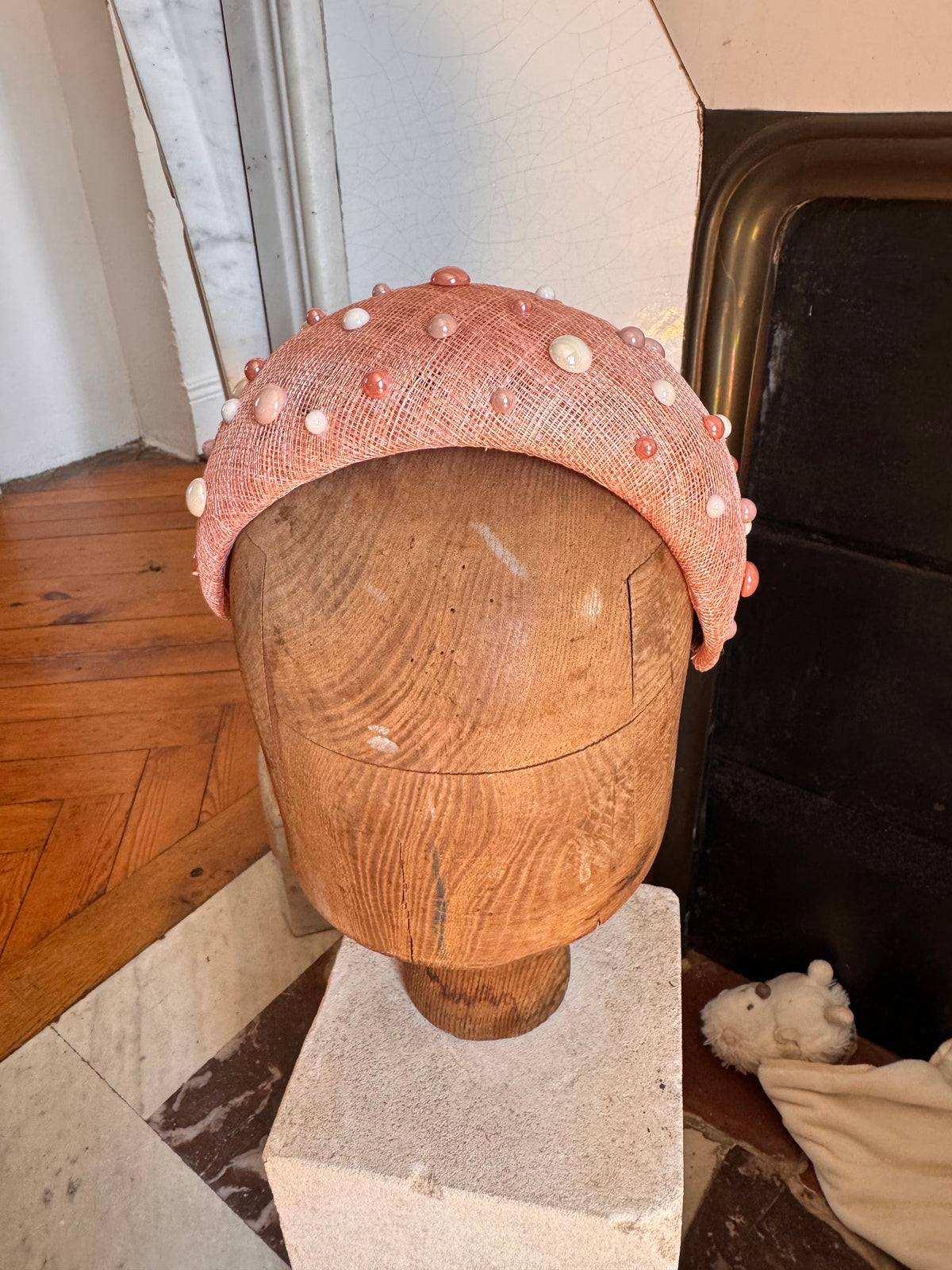 serre-tête rose poudré perlé